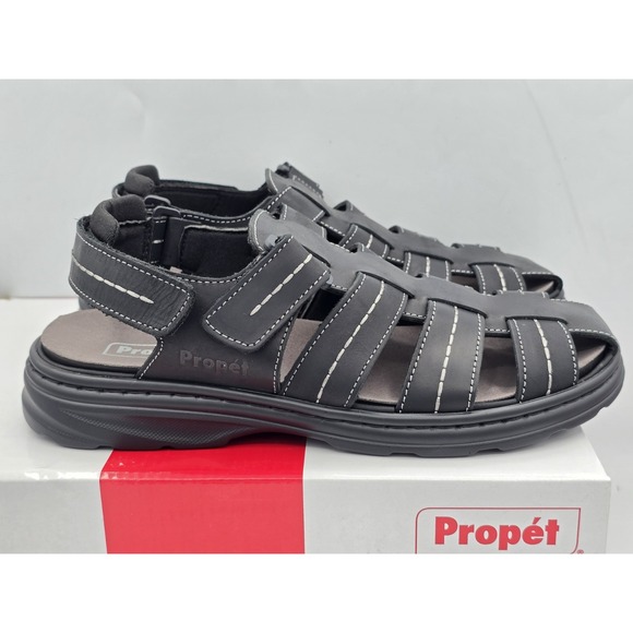 Propet Hunter Men's Leather Adjustable Fishin Fisherman Sandals | Size 8.5 Black - Picture 11 of 13